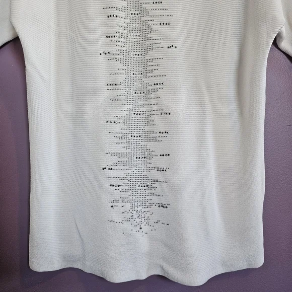 Chico's White Knit Silver Rhinestone Oversized Dolman Sleeve Sweater Tunic - Picture 4 of 12